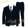 Clothing Sets Black Velvet Boy Suit 3 Piece Tuxedo for Wedding Jacket Pants Vest Kids Custom 8 Year Old Blazer Set roupa infantil pra menino W0222