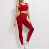 Yoga Outfit Seamless Sets Sports Fitness High Waist Hip-lifting Trousers Stretch Vest Suits Workout Clothes Gym Leggings Set For Women