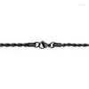 Chains Black Plated Stainless Steel Men's Rope Chain Necklace 4MM 24" Lobster Lock