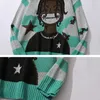 Harajuku Vintage Karikatür Anime Örme Kazak Erkekler Kadınlar Kış Boy Kaya Hip Hop Rap Kazak Jumper Kazak