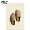 Designer Birkinstock Slippers Outlet Enrico Coveri2022 French Baotou Semi-slippers Women's Flat-bottomed Lazy People Put on Bucken Shoes