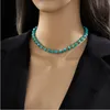 316L de a￧o inoxid￡vel colar de gargantilha de pedra verde para mulheres novas tend￪ncias curtas Torques Jewelry Party Gift Bijoux
