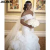 Party Dresses Real Pos Ruffle Organza Mermaid Wedding Dress Lace Beads Pearls Off-the-shoulder Trumpet Bridal Gown Custom Made 230222