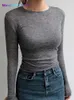 Женская футболка Slim высококачественная простая футболка Женская хлопковая эластичная базовая футболка женские повседневные топы с длинными рукавами
