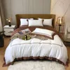 Bedding Sets 4Pcs White El Duvet Cover Blue Pink Soft Breathable Set Bed Sheet Pillow Shams