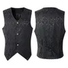 Män västar vuxna män vintage väst väst viktorianska svart steampunk stil gotisk jacquard svälja toppdräkt för blazer kostym 230222