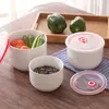 Bowls Large Capacity Ceramic Preservation Bowl Three Piece Set Microwave Oven Storage Tank Sealed Fruit Bento Box Refrigerat