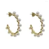 Hoop Earrings Gold Color White Fresh Pearl Beaded Earring Classic Fashion Women Jewelry Wholesale 2023