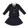 Set di abbigliamento Ragazzi Uniforme scolastica Coro Squadra Ragazze Doppio petto Giacca a righe Gilet Pantalone Gonna Tute Bambino Ammaccatura Vieni Set di vestiti per bambini