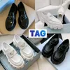 Med Box Prad Loafers klänningskor läder loafer kvinnor choklad borstade casual sko kvinnplattform sandaler monolit kohud sneakers th tv 9591