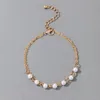 Bracelets de cheville HuaTang Bohème Perles Or Couleur Alliage Pied Chaîne Pour Femmes Élégant Simple Pieds Nus Cheville Bijoux Cadeaux Accessiore 13993