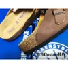 Duitse slippers ontwerper Birkinstocks Lazy Shoes Boken Bruine Borneed Leather Beach Cork Bodem platte slippers gemaakt van oude ronde hoofd Boken Baotou Half slippers