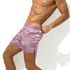 Sous-vêtements hommes Satin vêtements de nuit décontracté vêtements de maison homme lisse confortable Boxer Shorts mâle salon bas pantalon vêtements de nuit caleçons