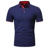 Mode Ins Style couleur unie Polos T-shirt pour hommes coupe ajustée bouton revers manches courtes ajustement décontracté Golf Polo T-shirt H203