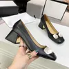 Sandal Designer High Heel Women's Shoes Fashion Office Single Shoe Leather One Step Metal Decoration bekv￤m professionell vacker stor storlek arbete
