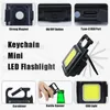 Camping Laterne Mini tragbare Tasche USB wiederaufladbare Taschenlampe COB Arbeitslicht LED Schlüsselanhänger für Outdoor Notfall Camping Korkenzieher Angeln