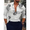 Camisas casuais masculinas Camisa de trespassada de luxo para piano Tops Longo Tops Cardigan Hawaiian Bloups 230221