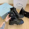 Com caixa prad marca martin fundo grosso à prova dwaterproof água carteira bolso aumentado botas curtas de couro feminino exército ao ar livre yt 8354