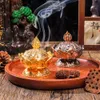 Lotus ghee lamph￥llare m￤ssing st￥r vattenfall r￶kelse br￤nnare guld lotus s￤te incensecone tibetansk kopparoljelampa altare leveranser