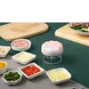 Fruktgrönsaksverktyg Handdragningstyp Meshed Vitlöksanordning Lätt att rengöra matkokare Mini Meat Grinder Kitchen Press Masher 230222