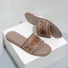 Zapatillas zapatillas bordadas playa tacón plano de tacón plano diseñador de verano flojes bajas consuelo damas grandes