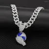 Pendentif Colliers Personnalité De La Mode Goutte D'huile Micro-Incrusté Zircon Bleu Terre Hip-Hop Pour Hommes Tendance Bijoux