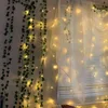 Faux Floral Greenery 23m Silk Leaves Fake Creeper Green Leaf Ivy Vine 2m LED String Lights For Home Wedding Party Hanging Garland Artificial Flower 230221