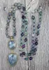 Pendentif Colliers YA2737 Labradorite Pierre Fluorite Perles Noeud Collier Fait Main