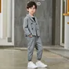 Clothing Sets Blazer Set for Toddler Boys Double Breasted Tops Pants T-shirt Three Piece Suit Kids School Piano Show Comes Children Clothes W0222