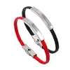 Charm Bracelets 10PCS Stainless Steel DIY ID Braid Bangles Blank For Engrave Red/Black Rope Bracelet With Metal Plate