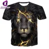 Magliette da uomo Kaseetop Creative Cool Pattern Lion Stampa Stampa 3D Punk Gothic Street Fashion Abbigliamento Uomo Maniche corte Taglie forti T171