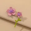 Dangle Earrings Korean Version Of Cute Painted Asymmetrical Flower Sweet Five-leaf Wild Jewelry Fashion