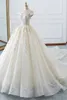Fantastisk designer Sequined Tulle Wedding Dresses Elegant Off Shoulders Appliques Pärlor med korsett bakåtlånga brudklänningar Luxury BC15252
