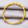 Bangle 24K Geelgouden vergulde armbanden voor vrouwen vrouwelijke bruid prachtige bamboevormige handketen bruiloft sieraden geschenken