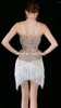 Stage Wear Sexy White Fringes Rhinestones Dress Women Birthday Celebrate Party Outfit Dance Costume Bar Show Performance