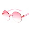 Sunglasses Fashion Round Sunglasses Woman Big Frame Green Pink Gradient Sun Glasses Flower Design Candy Color Mirror Rimless Oculos De Sol G221215