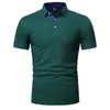 Styl mody INS Solidny kolor Polos T-shirty dla mężczyzn Slim Fit Buttn Lapel krótki rękaw Casual Dontacting Golf Polo Tshirt H203