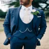 Мужские костюмы Blazers Thornike Men Wedding Wedding High Quality Mens 3 Piece Lape Элегантный костюм повседневной смокинг.