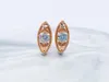 Dangle Earrings Trendy Women 585 Rose Gold Color White Crystal Stone Leaf Shaped Drop