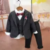 Kläder sätter pojkar formell kläddräkt set koreanska barns rutiga tuxedo västbyxa skjortor 4st kläder set barn värd bröllop fest kommer