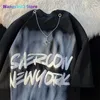 Women's T-Shirt Harajuku Cotton Material Retro Street Hip-hop Tie-dye Graffiti T-shirt Men Women Cool Cross Chain Fashion Top Summer Oversized 022223H