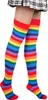 5PC Calze Calze Calze a compressione Arcobaleno Color Stripe Donne Calze lunghe Coscia alta Carino Kawaii Cotone lavorato a maglia Sopra il ginocchio Calzini Calzini Calzino Z0221