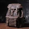 Schultaschen AETOO Original Vintage Große Kapazität Erste Schicht Rindsleder Rucksack Herren Leder Handbuch Crazy Horse Reisen