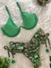 Dames badmode pauwafdruk omkeerbare bikini sets vrouwen sexy string twee stukken zwempakken 2023 meisje halter strand badpakken