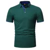 Mode Ins Style couleur unie Polos T-shirt pour hommes coupe ajustée bouton revers manches courtes ajustement décontracté Golf Polo T-shirt H203
