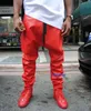 Men's Pants 27 Clohting Fashion Hiphop Color Block Strap Casual Harem Leather Trousers Plus Size Costumes 230221