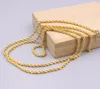 Chaînes Véritable 18K Collier Jaune Pour Femmes 2.2mm Largeur Corde Creuse Chaîne Lien Bijoux 65cm Longueur Timbre Au750 26inchLChains