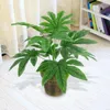 Dekoratif Çiçekler 15.5 cm x 14.5 9 Yapay / 1 PCS Yapay Simülasyon Yeşil Bitki Fatsia Yaprak Bonsai Ev Bahçe Ofisi Dekorasyonu