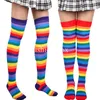 5PC Socks Hosiery Compression Socks Women Kawaii Cotton Knit Thigh High Over Knee High Socks Long Stockings Cute Tall Leg Warmers Socks Z0221