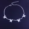 Enkelbanden strass vlinder voor vrouwen zirkoon kristal enkel armband boho strand sandalen voet armbanden been ketting vrouwelijke sieraden